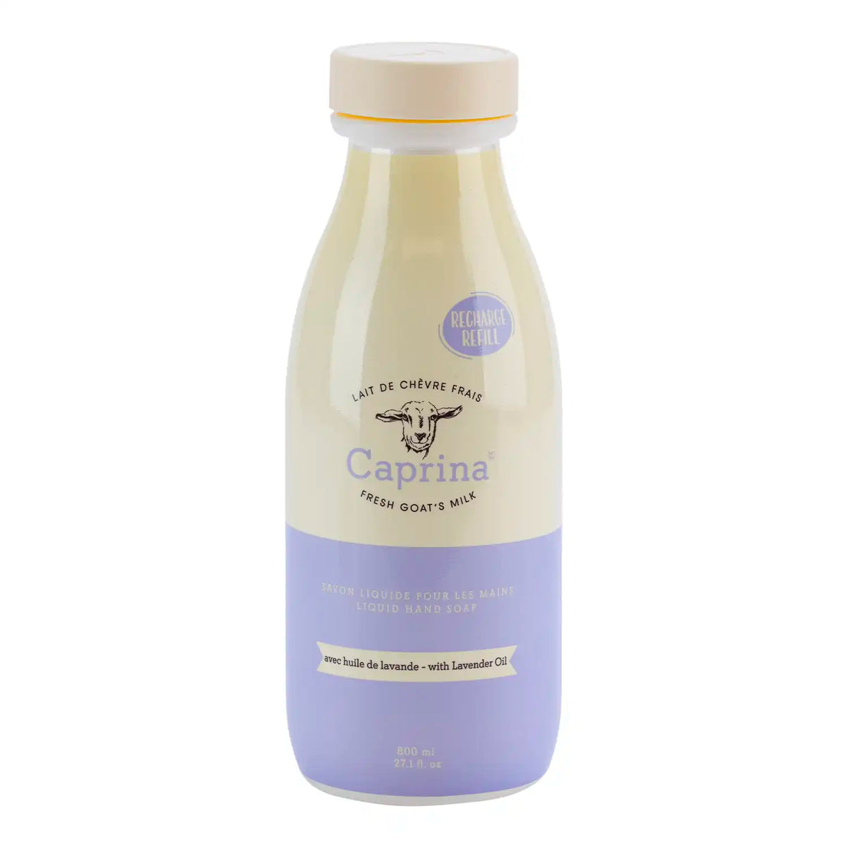 Liquid hand soap refill with fresh goat's milk, lavender oil 800mL – Caprina