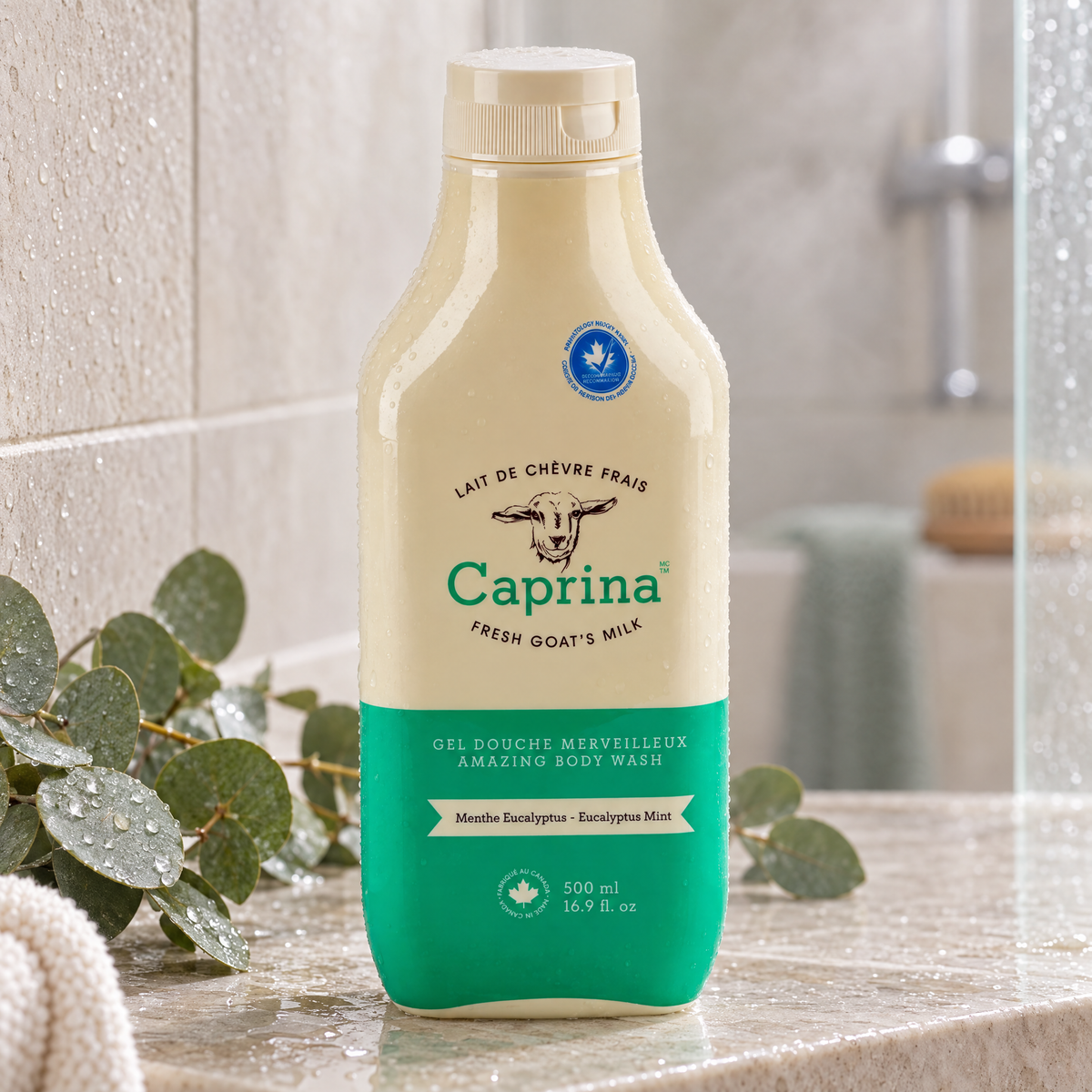 Gel douche hydratant au lait de chèvre frais, eucalyptus menthe 500ml
