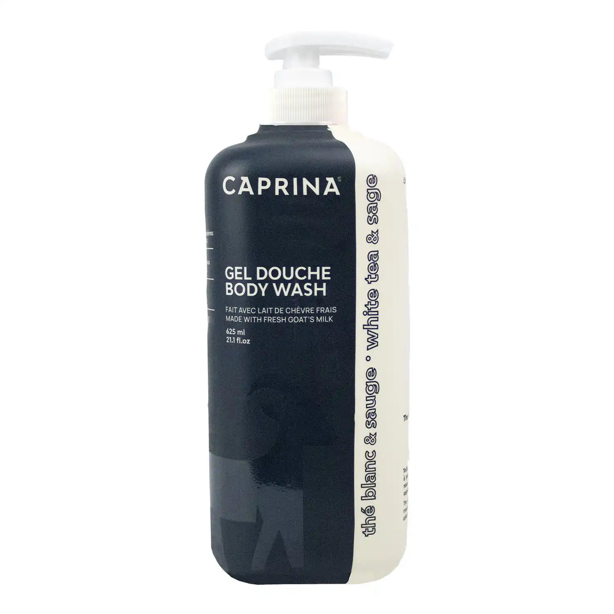 Moisturizing body wash with fresh goat's milk, white tea and sage 625ml – Caprina