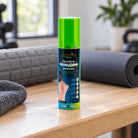 Novarnica pain relief cream 118 ml on a bench in a home gym recovery area with a foam roller